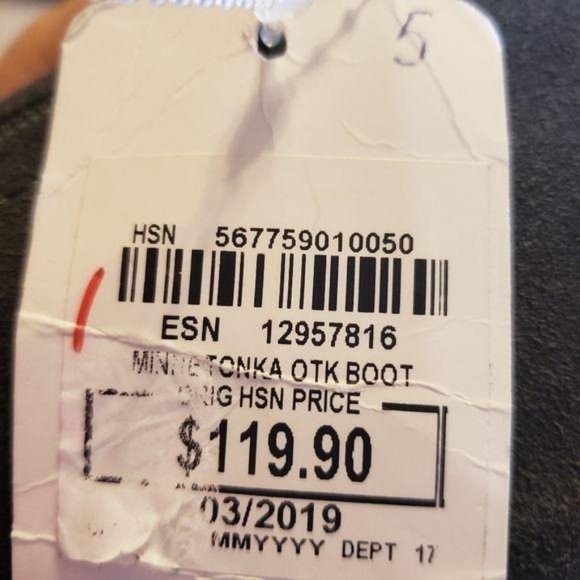 Minnitonka NWT over the knee fringe leather boots charcoal gray sz 5 small feet - Picture 5 of 13